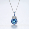 PAG&MAG Swiss Blue Pendant S925 Silver Necklace Women's Topaz Box Chain New European and American Fashion Cross-border