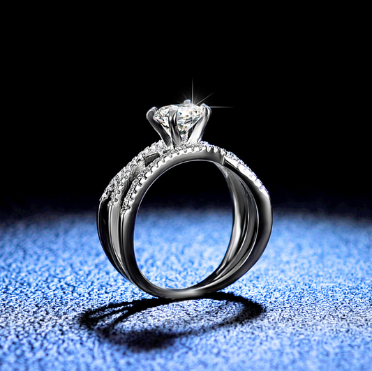 GRA Certified 1 Carat Moissanite Ring – Twisted 925 Sterling Silver Band for Women