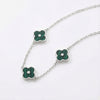 Certified Hypoallergenic Sterling Silver Malachite Flower Pendant Necklace