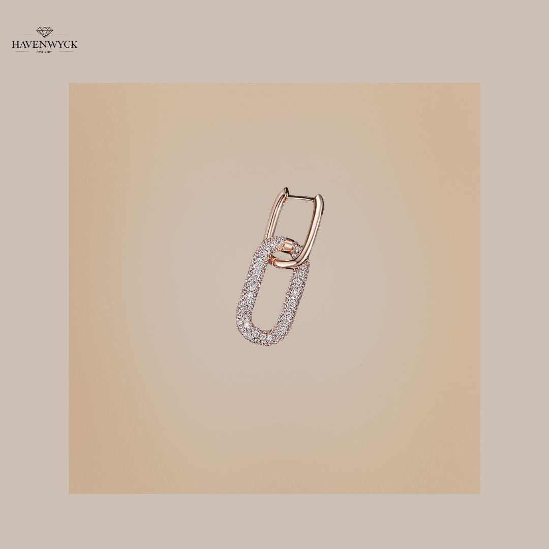 Elegant Rose Gold Long Geometric Earrings – Chic European & American Fashion