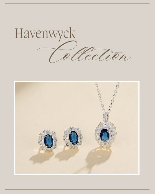 Elegant Blue Jewelry Set – 925 Sterling Silver Vintage Necklace & Earrings for Women