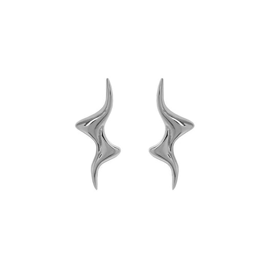 Original 925 Sterling Silver Hypoallergenic Wave Bar Stud Earrings
