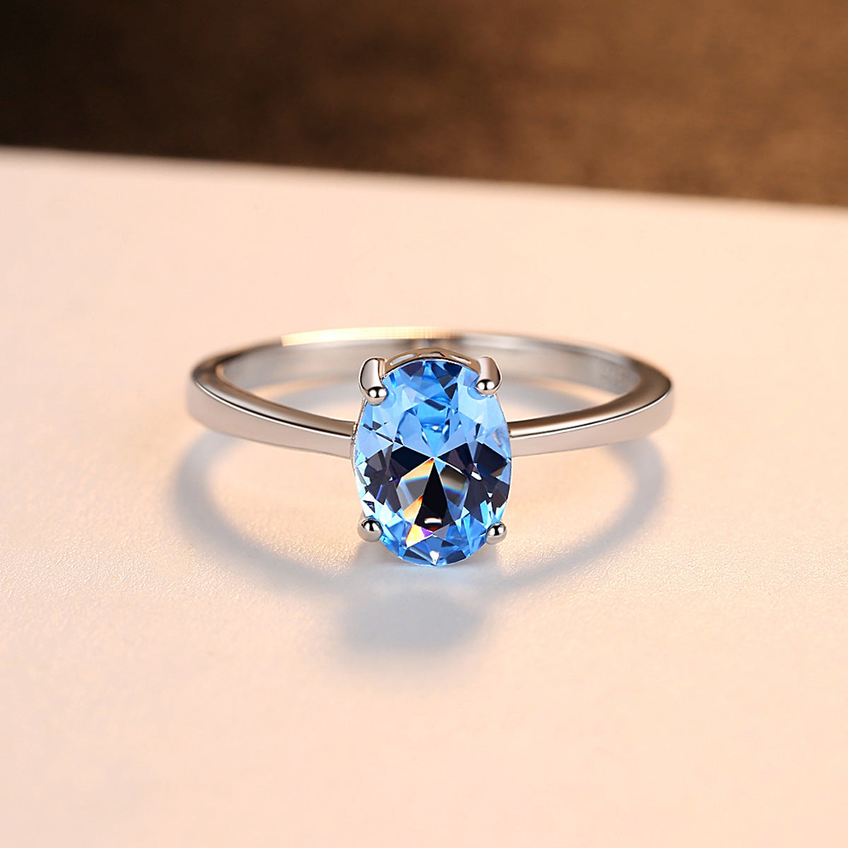 Oval Sky Blue Topaz Solitaire Ring – 925 Sterling Silver Engagement & Wedding Jewelry