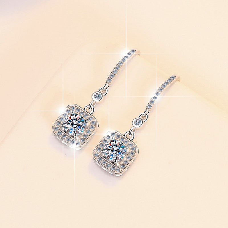 Sterling Silver S925 Tassel Earrings – Fashionable Moissanite Jewelry for Women