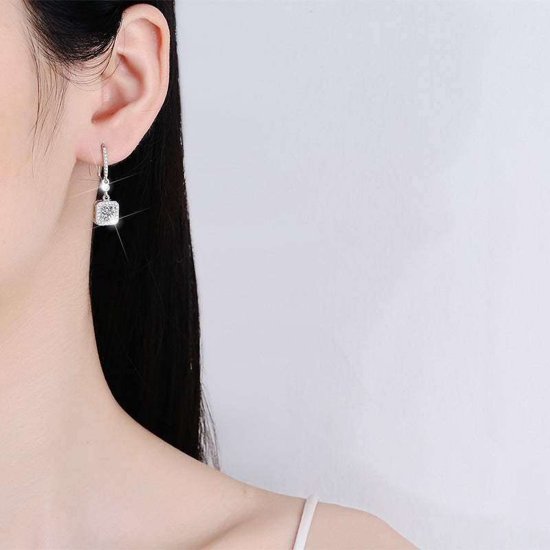 Sterling Silver S925 Tassel Earrings – Fashionable Moissanite Jewelry for Women