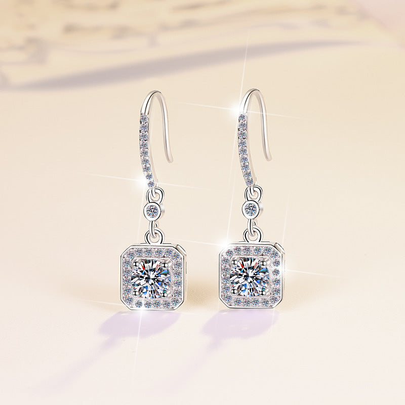 Sterling Silver S925 Tassel Earrings – Fashionable Moissanite Jewelry for Women