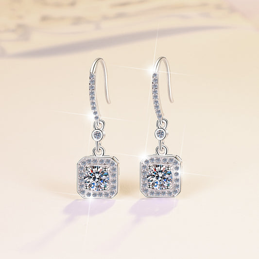 Sterling Silver S925 Tassel Earrings – Fashionable Moissanite Jewelry for Women