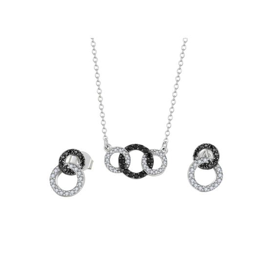 Elegant Circle Necklace & Earrings Set – 925 Silver with Zirconia