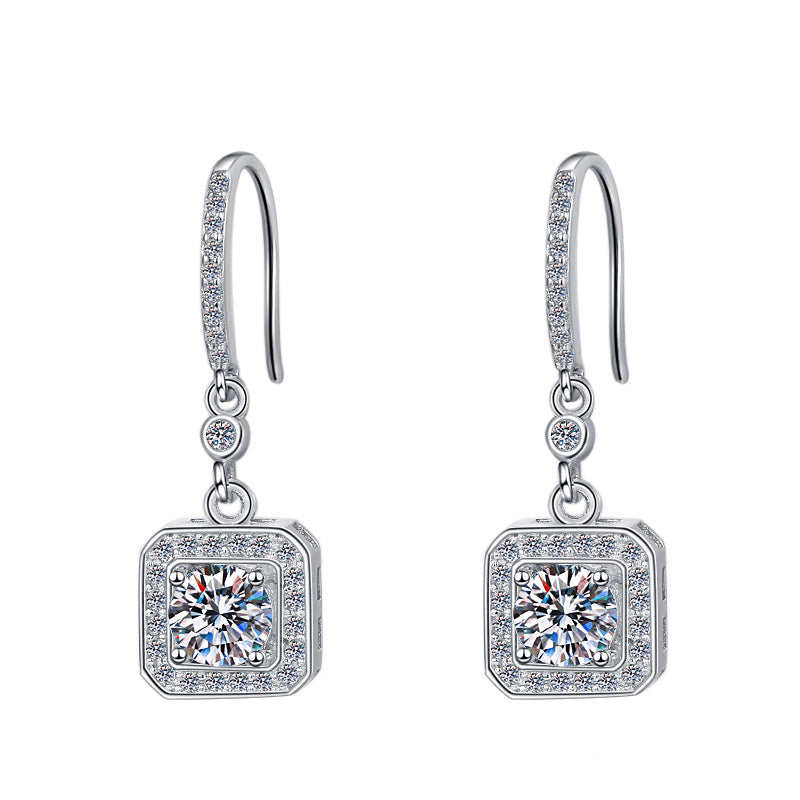 Sterling Silver S925 Tassel Earrings – Fashionable Moissanite Jewelry for Women