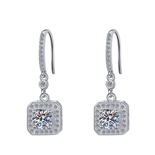 Sterling Silver S925 Tassel Earrings – Fashionable Moissanite Jewelry for Women