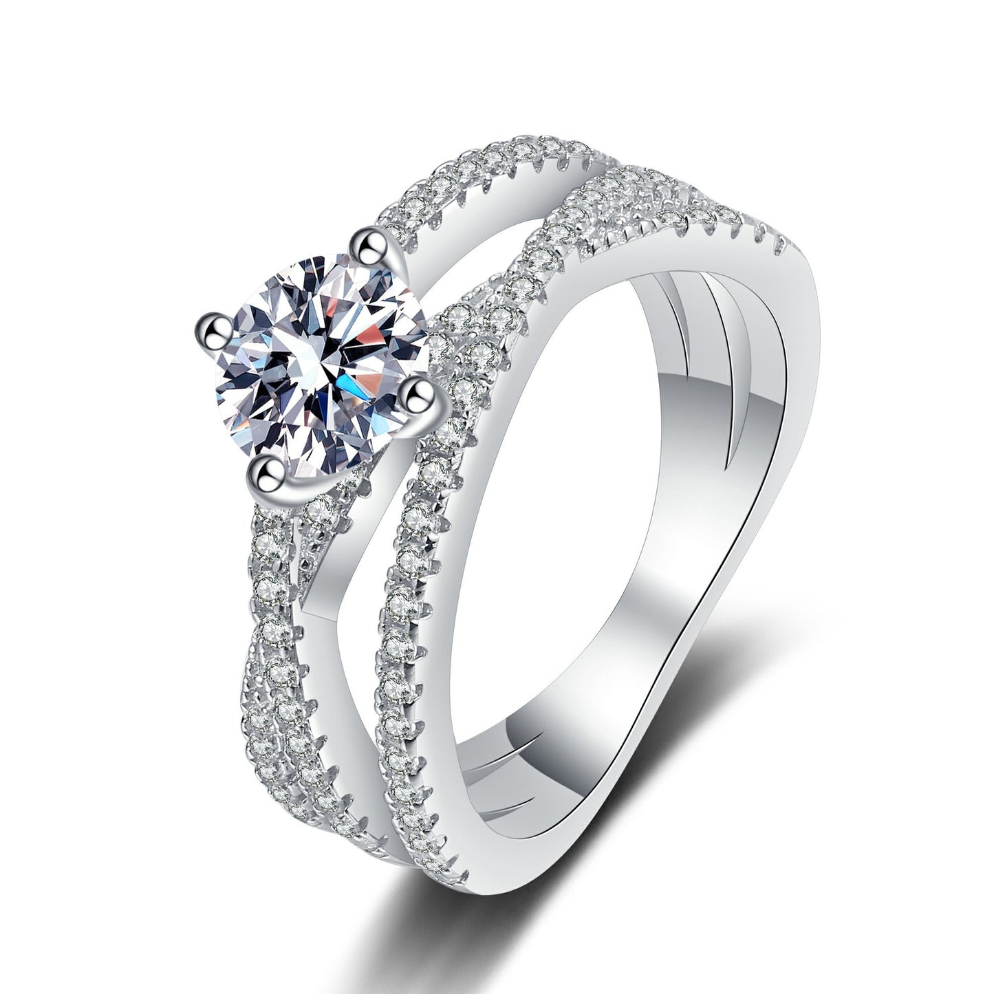 GRA Certified 1 Carat Moissanite Ring – Twisted 925 Sterling Silver Band for Women