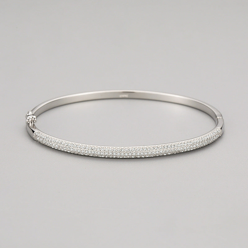 S925 Sterling Silver Oval Open Bracelet for Women