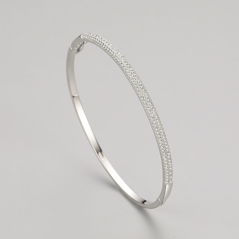 S925 Sterling Silver Oval Open Bracelet for Women