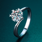 Simple s925 silver 1 carat moissanite diamond button arm snowflake ring female