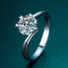 Simple s925 silver 1 carat moissanite diamond button arm snowflake ring female