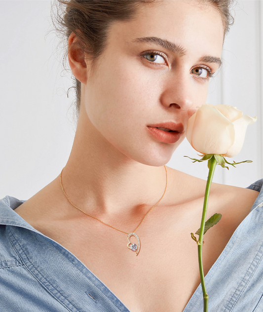 Timeless Gold-Plated Moissanite Heart Necklace – 925 Sterling Silver Pendant