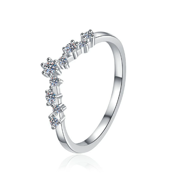 Elegant V Shaped Moissanite Ring – VVS1 Clarity, 925 Sterling Silver