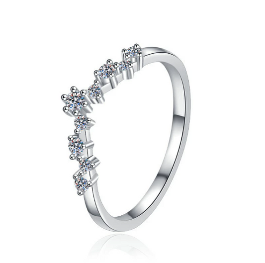 Elegant V Shaped Moissanite Ring – VVS1 Clarity, 925 Sterling Silver