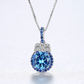 PAG&MAG Swiss Blue Pendant S925 Silver Necklace Women's Topaz Box Chain New European and American Fashion Cross-border