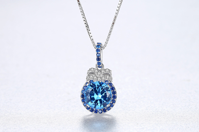 PAG&MAG Swiss Blue Pendant S925 Silver Necklace Women's Topaz Box Chain New European and American Fashion Cross-border