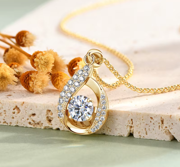 Timeless Heart Necklace with 1ct Moissanite – Sterling Silver Pendant