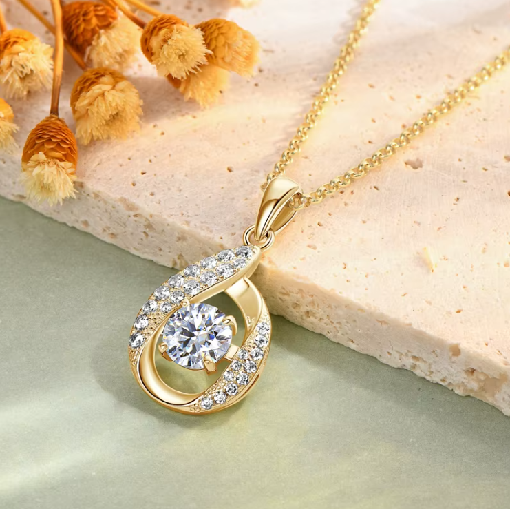 Timeless Heart Necklace with 1ct Moissanite – Sterling Silver Pendant