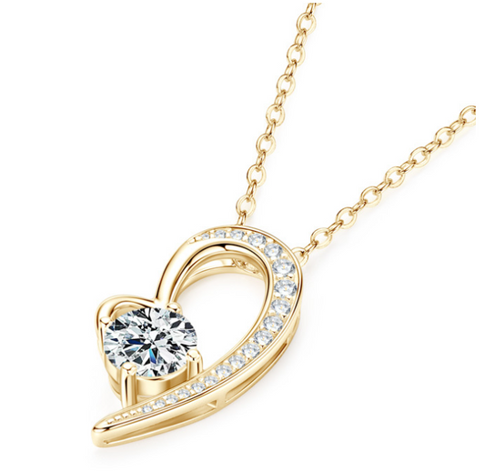 Timeless Gold-Plated Moissanite Heart Necklace – 925 Sterling Silver Pendant