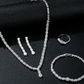 4-Piece Bridal Jewelry Set – CZ Crystal Necklace, Earrings, Bracelet & Ring, Wedding Accessories