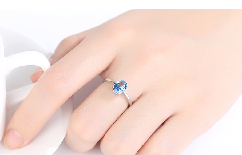 Oval Sky Blue Topaz Solitaire Ring – 925 Sterling Silver Engagement & Wedding Jewelry