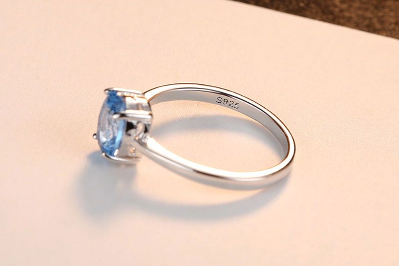 Oval Sky Blue Topaz Solitaire Ring – 925 Sterling Silver Engagement & Wedding Jewelry
