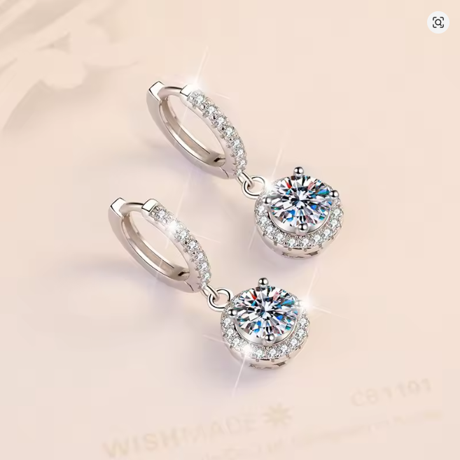 Dazzling Moissanite Earrings – Sterling Silver, Modern & Sophisticated