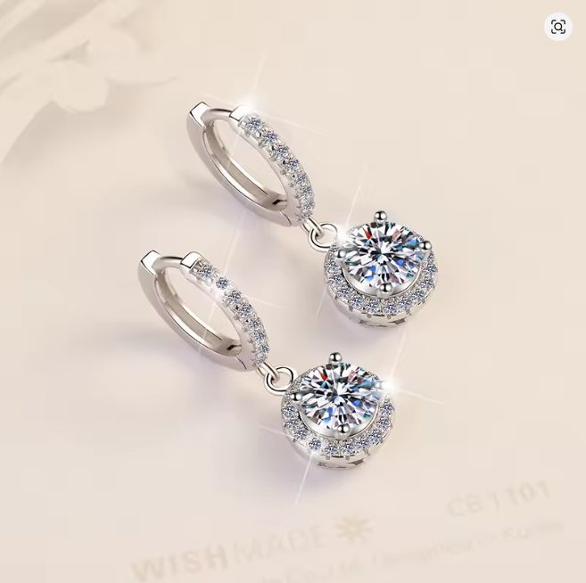 Dazzling Moissanite Earrings – Sterling Silver, Modern & Sophisticated