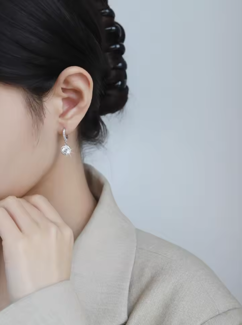 Dazzling Moissanite Earrings – Sterling Silver, Modern & Sophisticated