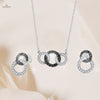 Elegant Circle Necklace & Earrings Set – 925 Silver with Zirconia
