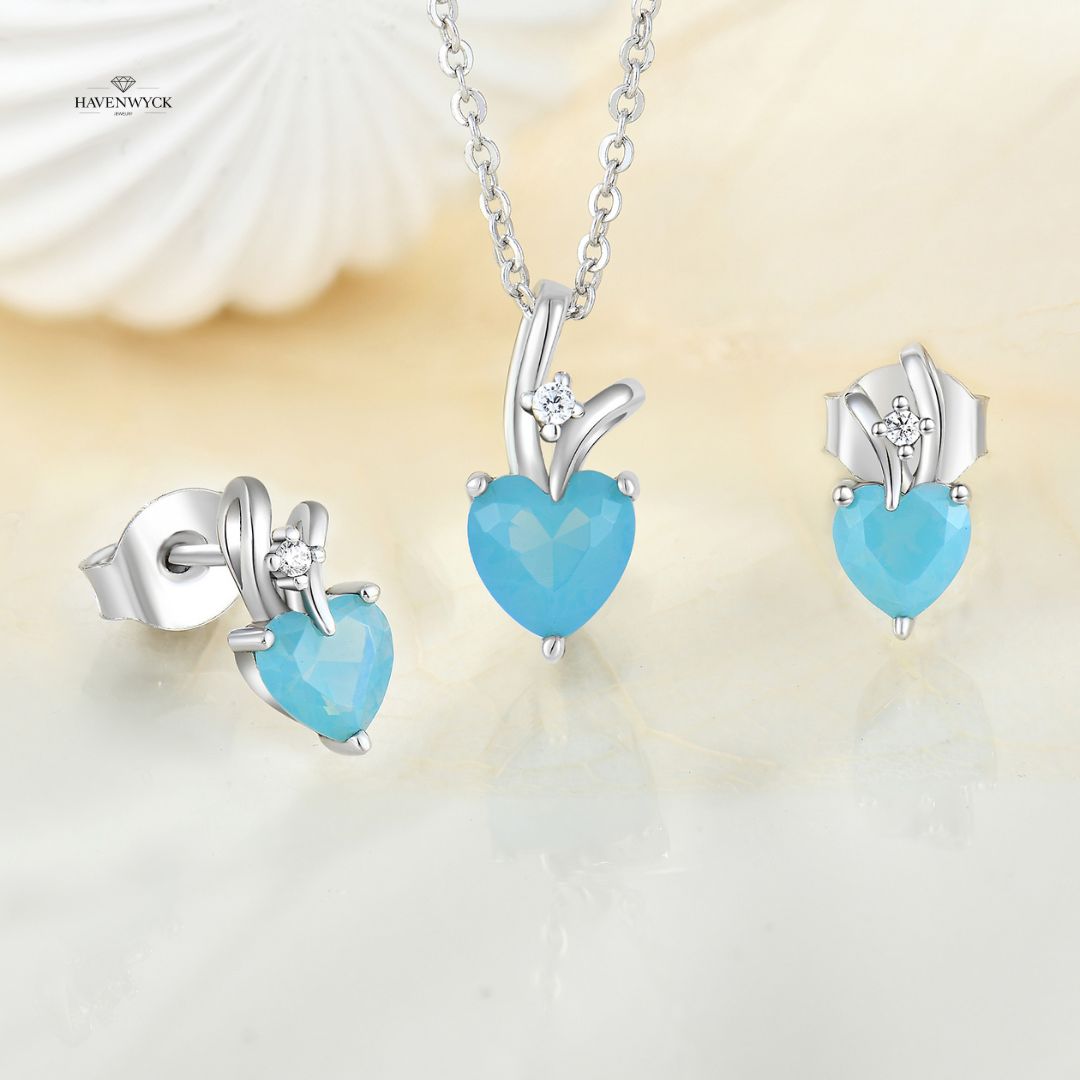 Elegant 925 Silver Jewelry Set – Heart-Shaped Cubic Zirconia Necklace & Earrings for Women | Luxury Designer Style