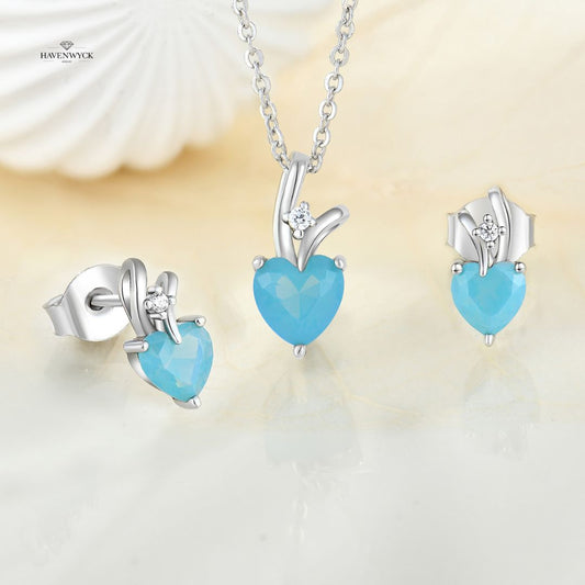 Elegant 925 Silver Jewelry Set – Heart-Shaped Cubic Zirconia Necklace & Earrings for Women | Luxury Designer Style