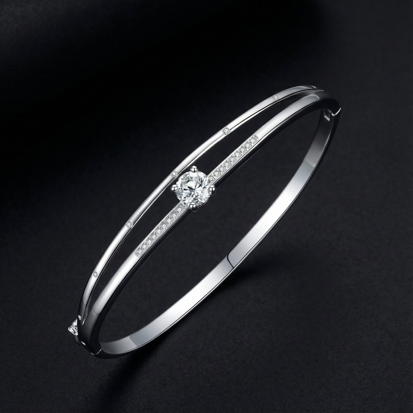 Real S925 Sterling Silver Double-Layer Diamond Bracelet for Women