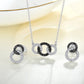 Elegant Circle Necklace & Earrings Set – 925 Silver with Zirconia