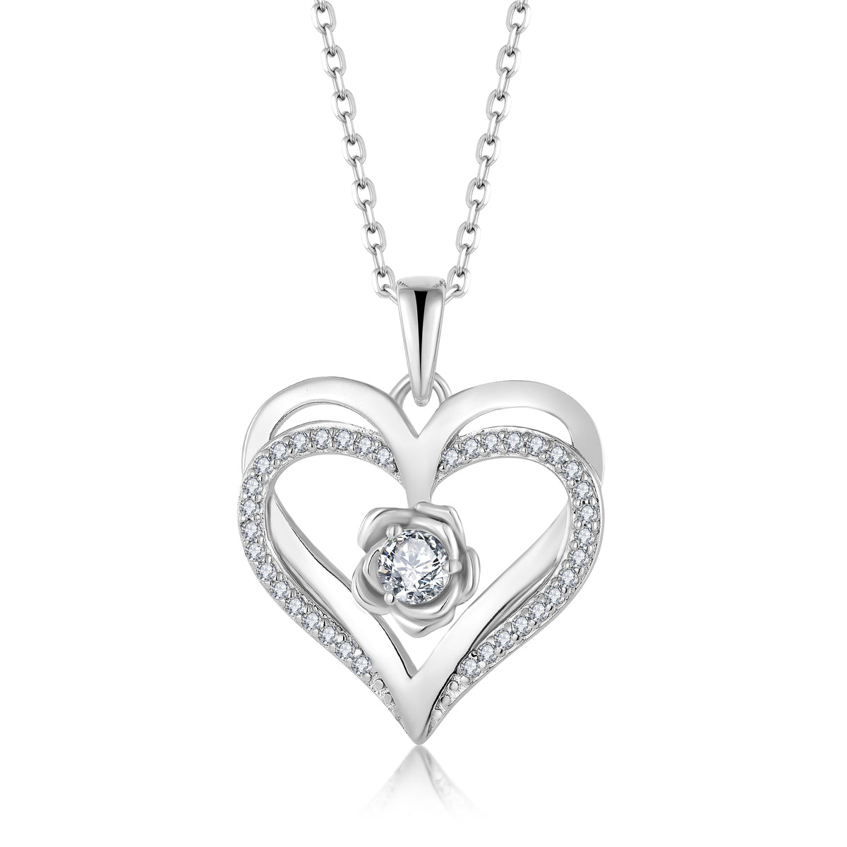 Dainty Heart Necklace for Women – 925 Silver & Zircon Pendant