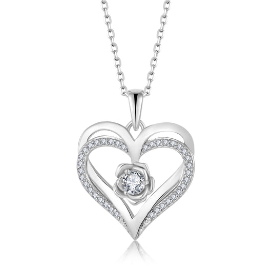 Dainty Heart Necklace for Women – 925 Silver & Zircon Pendant