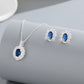 Elegant Blue Jewelry Set – 925 Sterling Silver Vintage Necklace & Earrings for Women