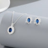 Elegant Blue Jewelry Set – 925 Sterling Silver Vintage Necklace & Earrings for Women