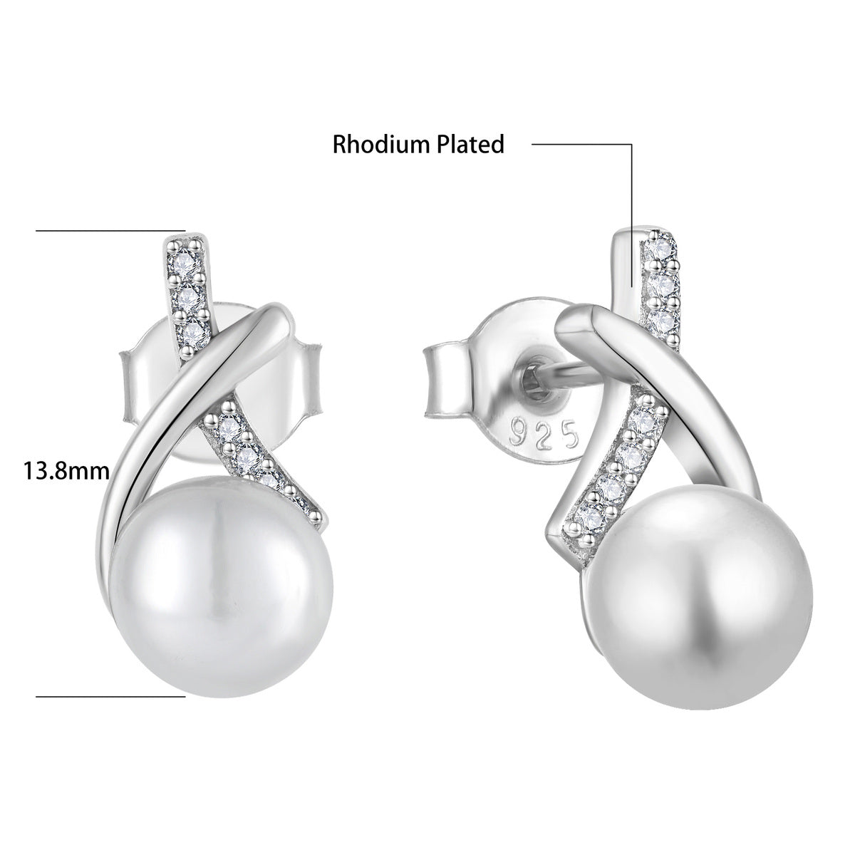 Luxury 925 Sterling Silver Pearl Jewelry Set – Earrings & Necklace