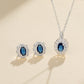 Elegant Blue Jewelry Set – 925 Sterling Silver Vintage Necklace & Earrings for Women
