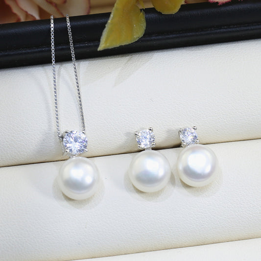 Elegant Freshwater Pearl Jewelry Set – Real Cultured Pearls with 925 Silver