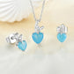 Elegant 925 Silver Jewelry Set – Heart-Shaped Cubic Zirconia Necklace & Earrings for Women | Luxury Designer Style