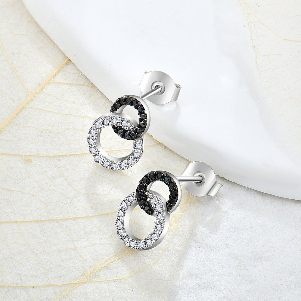 Elegant Circle Necklace & Earrings Set – 925 Silver with Zirconia