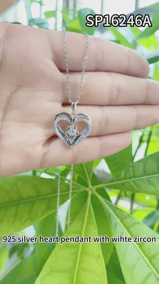 Dainty Heart Necklace for Women – 925 Silver & Zircon Pendant