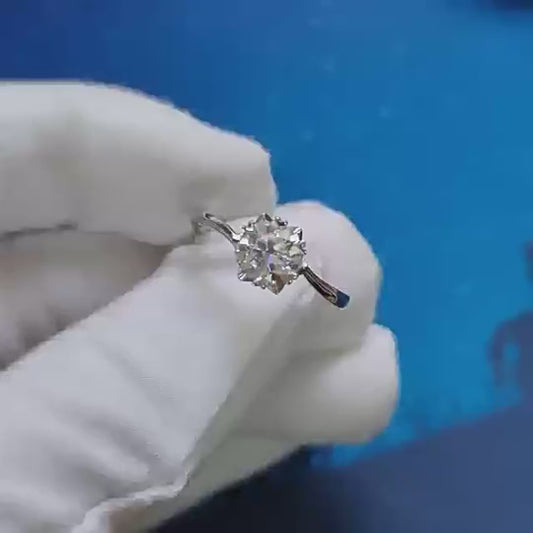 Simple s925 silver 1 carat moissanite diamond button arm snowflake ring female